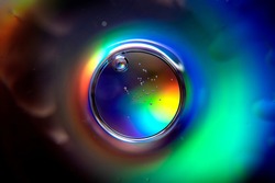 Abstract ball with spectrum colors and air bubbles. Colorful abstract circle with bubbles. Abstract sphere in rainbow vivid color background.
