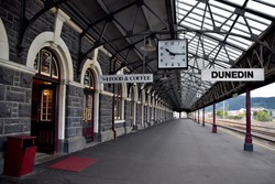 The Dunedin Railway Station is empty at 10.15 in the morning.