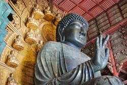 The Great Buddha (Daibutsu-Den) at Todaiji Temple, Nara Prefecture, Japan.