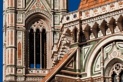 Gothic architecture in Florence. Apse and bell tower of St Mayr of the Flower, completed between 14th and early 15th century