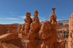 sandstone hoodoos and rock formations on Queens Garden Trail (Bryce Canyon National Park, Utah, United States)