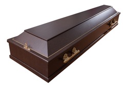 wooden coffin for burial to grave