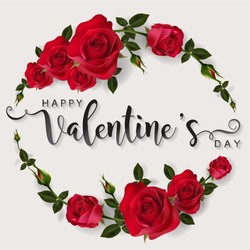 Valentine's day greeting card templates with realistic of beautiful rose and heart on background color. Vector Eps.10