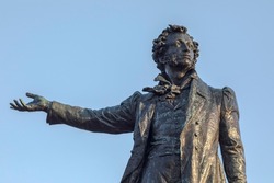 Monument to the great russian poet Alexander Pushkin on Ploshchad Iskusstv (Arts Square) in in St. Petersburg, Russia.