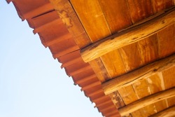 Roof tiles in house in the Peruvian Andes. Traditional material for house buildings.