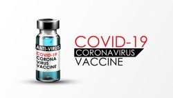 Anti Coronavirus disease COVID-19 infection medical vaccine with typography and copy space. New official name for Coronavirus disease named COVID-19, pandemic risk background vector illustration