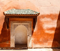 Ornate entrance of the Saadian Tombs in Marrakesh, Morocco, North Africa