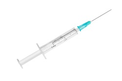 Empty syringe closeup isolated on white background. High resolution