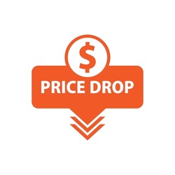 Price drop in flat style. Sale banner vector illustration on isolated background. Loss market sign business concept.