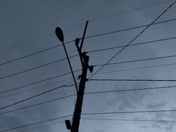 Electric Cable Pole with sky background