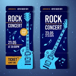 vector rock festival ticket design template with guitar