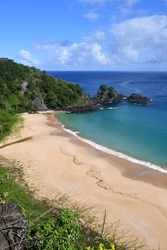 Beautiful view Sancho Beach in Fernando de Noronha, voted the most beautiful beach in the world