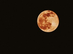 Full moon in Kraków orange