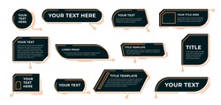 Digital callout titles set. Futuristic textboxes templates, frame boxes with text sample. Flat vector illustration for presentation or infographics content concepts