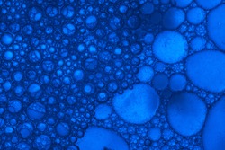 Close up beautiful abstract blue bubbles in water extreme. Abstract nature pattrn for design. 