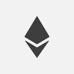 Ethereum ETH vector icon isolated on white. Cryptocurrency, e-currency payment crypto currency blockchain sign. Black logo, flat adaptation design for web site, mobile app, EPS