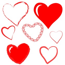 Set of hand-drawn vector hearts