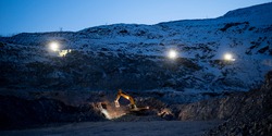 mining night open pit equipment excavator extract