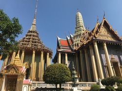 Wat Phra Kaew or Emerald Buddha Temple a tourist landmark in Bangkok Thailand