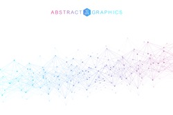 Geometric abstract background with connected line and dots. Big Data Visualization. Global network connection vector. Simple graphic background communication. Technology, science background