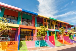 colorful building of resort on Kohlan, Pattaya, Thailand.