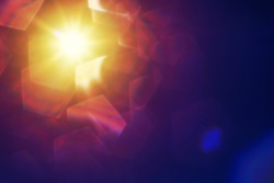 abstract sun with lens flare and pentagon bokeh.
