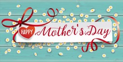 Paper banner with the text Happy Mothers Day.  Eps 10 vector file.