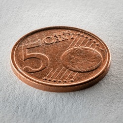 Closeup picture of 5 cent coin