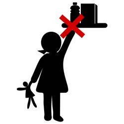Keep Medicine Away From Children. No access for Kids, Be careful Icon. Simple Vector Illustration. Flat Design