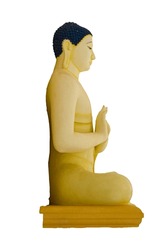 Buddha. Statue of sitting in meditation Buddha isolated on white background. Closeup. side view