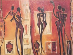 African traditional painting representing women