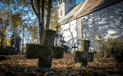 crosses in the church cemetery