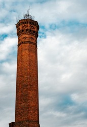tall chimney old red bricks