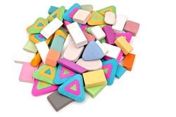 a bunch of multicolored erasers