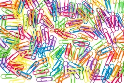 Set of multi-coloured writing paper clips