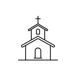church building line black icon on white background