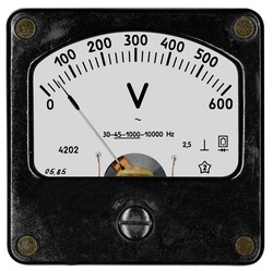 Voltmeter 4202 (year 1985) for 600 volt of alternating current on white background