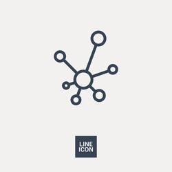 Hub network connection isolated minimal flat line icon
