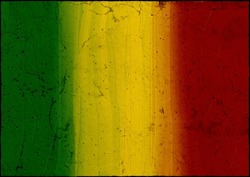 Reggae Jamaica rasta grunge green yellow red background with scratches wall effect