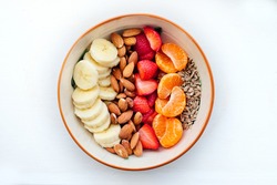 Healthy Snack Bowl with Fruits Nuts and Seeds