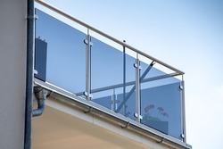 New modern glass balcony railing