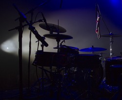 Drum set on concert stage