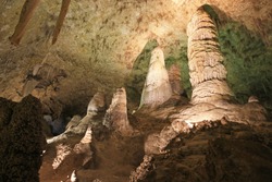Stalagmites and stalactites in the Carlsbad Caverns National Park, New Mexico, USA