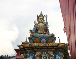 Colorful Statue of Guru Padmasambhava at Lord Buddha Park in Kalimpong, India