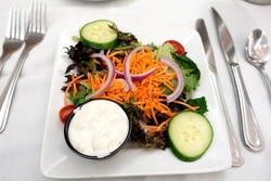 DOWNERS GROVE, ILLINOIS USA - NOVEMBER 11, 2019: Healthy salad served at a restaurant.