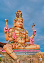 God's Shiva statue in the Hindu water at Trincomalee, Sri Lanka                             