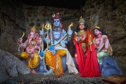 Hindu statues of gods at the Thirukkoneswaram Kovil (New Temple) in Trincomalee, Sri Lanka                           