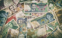 Old Polish money - banknotes - background