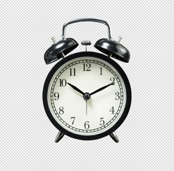Black retro alarm clock on isolated background / clipping paths