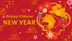 2023 Chinese new year background. Banner Chinese new year 2023 rabbit red theme background